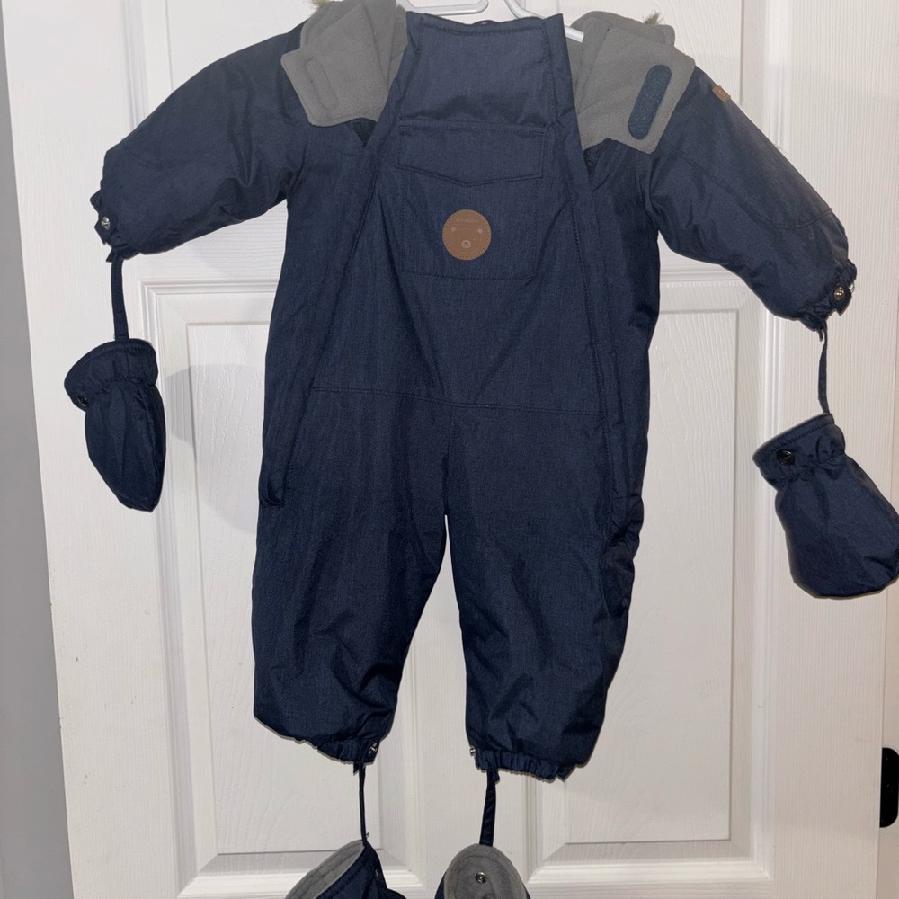 Navy Blue Oshkosh Snowsuit with Mittens and Booties